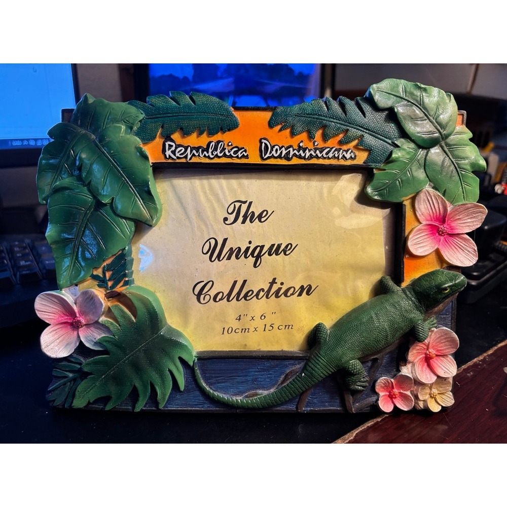 Beautiful Republica Dominicana Beach Tropical Lizard Collectors Picture Frame